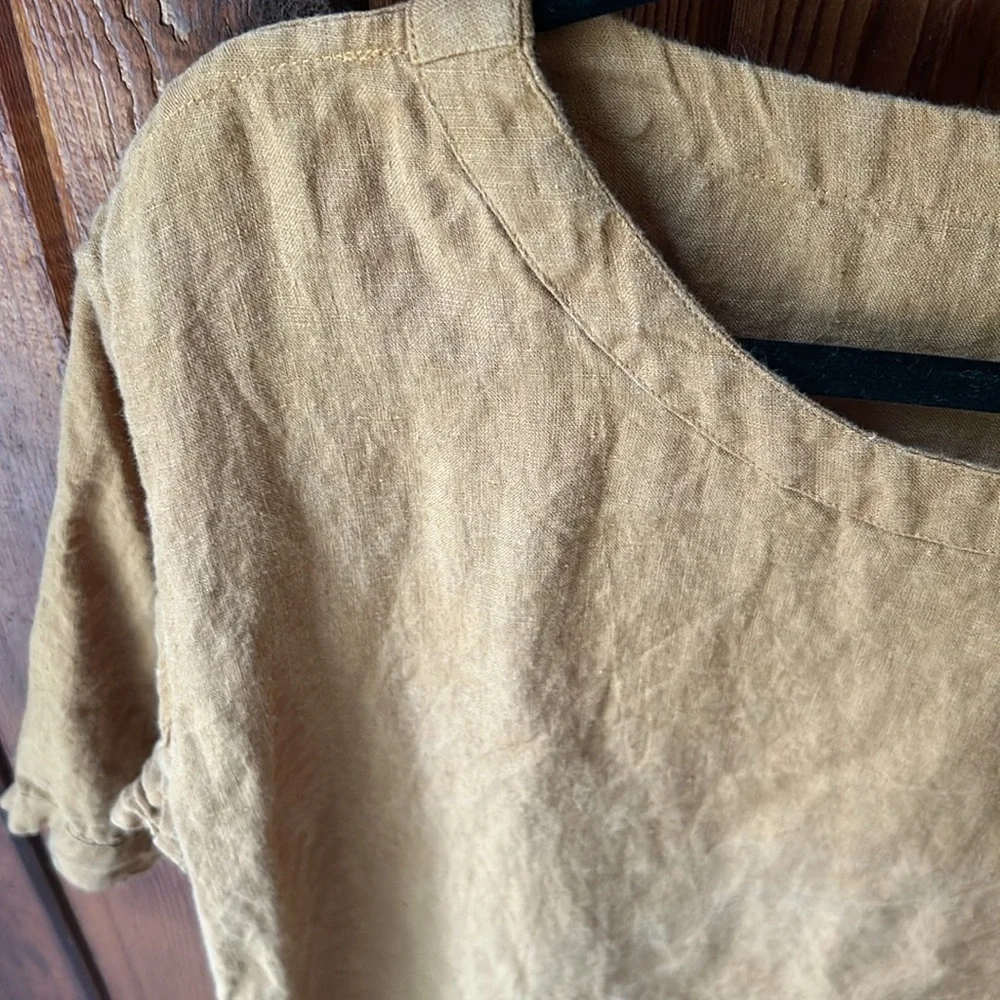 Ethically sourced women owned small business European linen rust dress Large - Picture 2 of 10